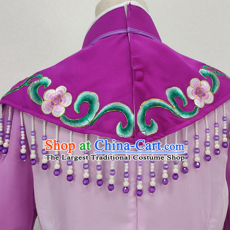 Chinese Beijing Opera Diva Clothing Traditional Peking Opera Princess Purple Dress Shaoxing Opera Actress Garment and Hat