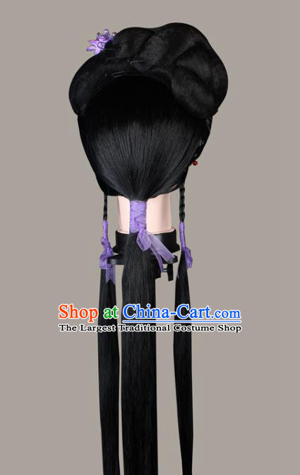 China Beijing Opera Young Lady Headwear Shaoxing Opera Servant Girl Wigs Sheath