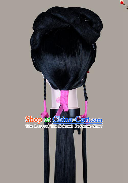 China Shaoxing Opera Servant Lady Wigs Sheath Hair Accessories Beijing Opera Village Girl Headwear
