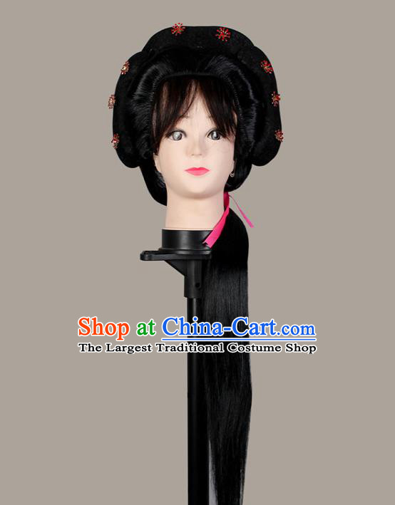China Beijing Opera Hua Tan Headwear Shaoxing Opera Noble Lady Wigs Sheath Hair Accessories