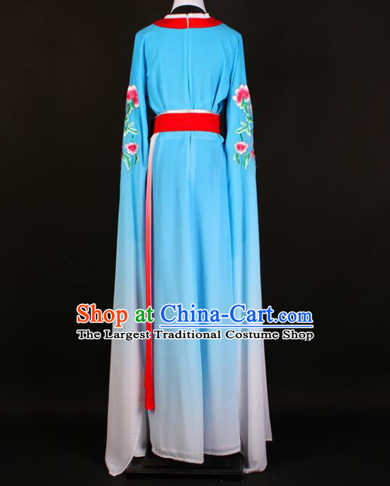 Chinese Beijing Opera Garment Shaoxing Opera Noble Lady Clothing Traditional Peking Opera Hua Tan Blue Dress