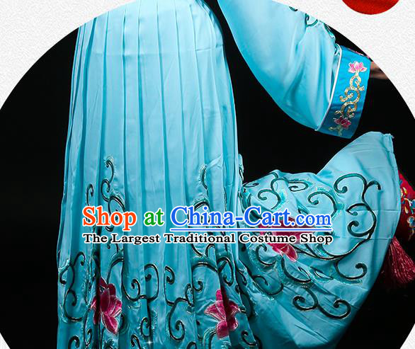 Chinese Traditional Peking Opera Hua Tan Blue Dress Beijing Opera Actress Garment Shaoxing Opera Princess Clothing