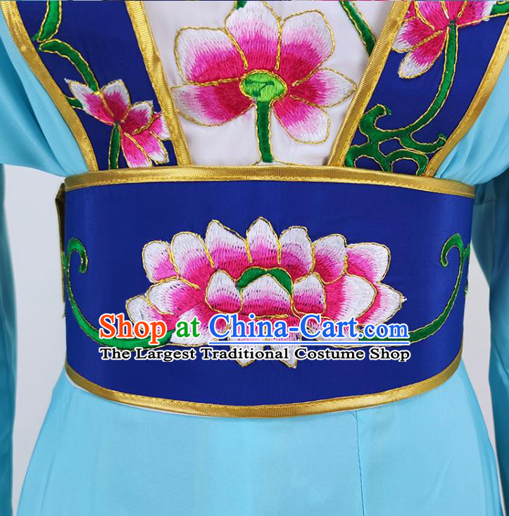 Chinese Traditional Peking Opera Actress Blue Dress Shaoxing Opera Fairy Garment Beijing Opera Hua Tan Clothing