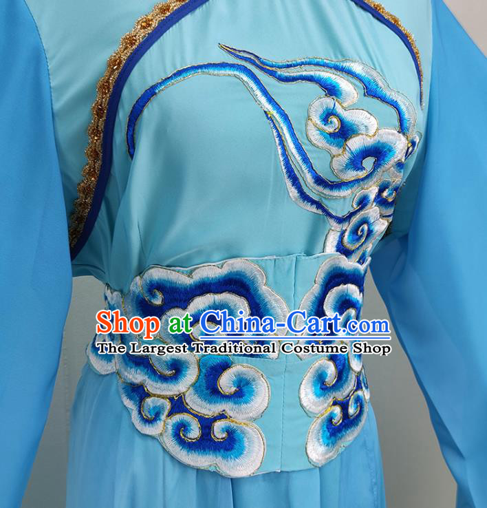 Chinese Beijing Opera Hua Tan Clothing Traditional Peking Opera Palace Lady Blue Dress Shaoxing Opera Fairy Garment