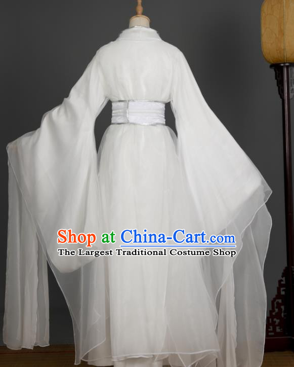 Chinese Traditional Cosplay Swordsman Chu Wanning Garment Costumes Ancient Young Knight White Hanfu Clothing