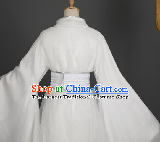 Chinese Traditional Cosplay Swordsman Chu Wanning Garment Costumes Ancient Young Knight White Hanfu Clothing