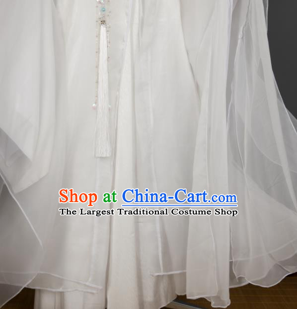 Chinese Traditional Cosplay Swordsman Chu Wanning Garment Costumes Ancient Young Knight White Hanfu Clothing