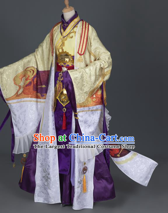 Chinese Ancient Knight King Hanfu Clothing Traditional Cosplay Han Dynasty Swordsman Chu Liuxiang Garment Costumes