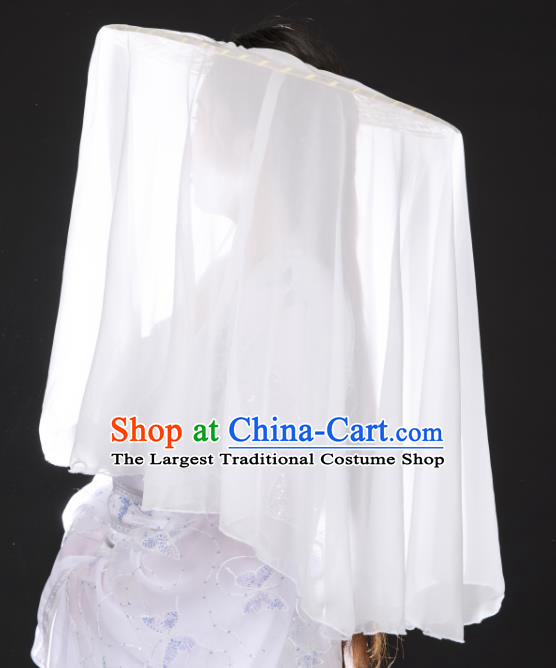 China Traditional Ming Dynasty Princess Bamboo Hat Ancient Swordswoman White Veil Headwear