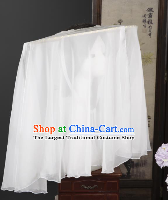 China Traditional Ming Dynasty Princess Bamboo Hat Ancient Swordswoman White Veil Headwear