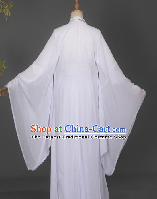 Chinese Ancient Scholar White Hanfu Clothing Traditional Cosplay Young Swordsman Garment Costumes