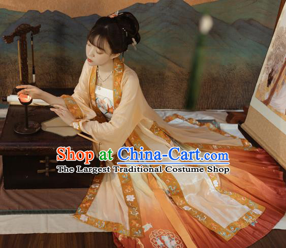 China Traditional Song Dynasty Royal Princess Historical Clothing Ancient Palace Beauty Hanfu Dress Garments Complete Set