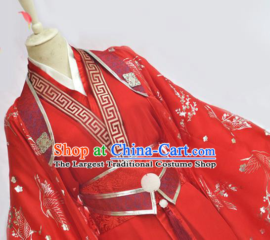 Chinese Ancient Crown Prince Red Hanfu Clothing Drama Cosplay Noble Childe Wedding Garment Costumes