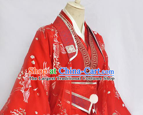 Chinese Ancient Crown Prince Red Hanfu Clothing Drama Cosplay Noble Childe Wedding Garment Costumes