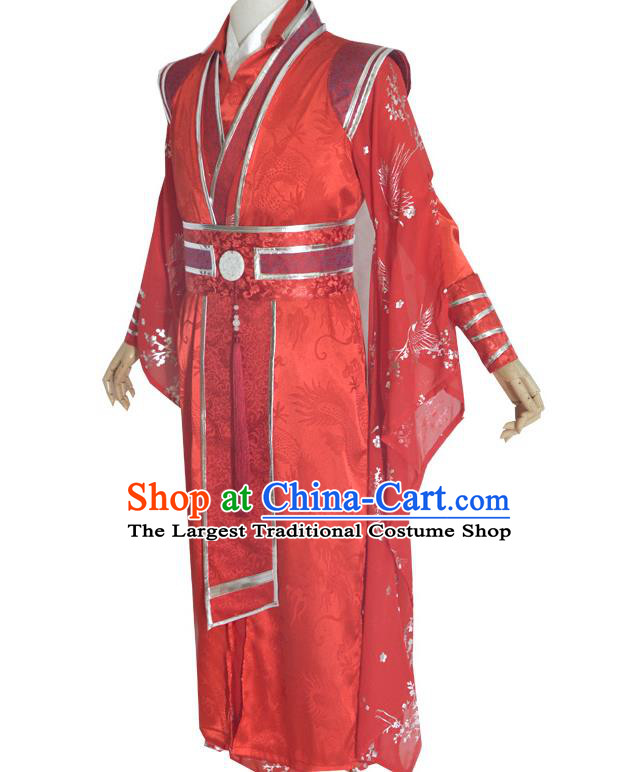 Chinese Ancient Prince Red Hanfu Clothing Drama Cosplay Tang Dynasty Swordsman Wedding Garment Costumes