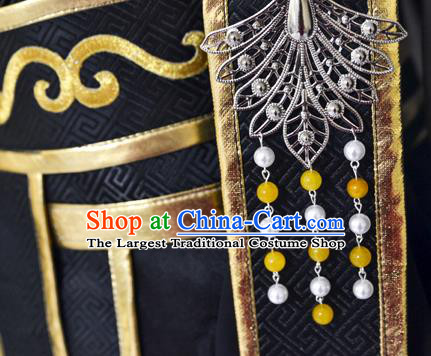 Chinese Ancient Royal Highness Hanfu Clothing Drama Cosplay Tang Dynasty King Black Garment Costumes