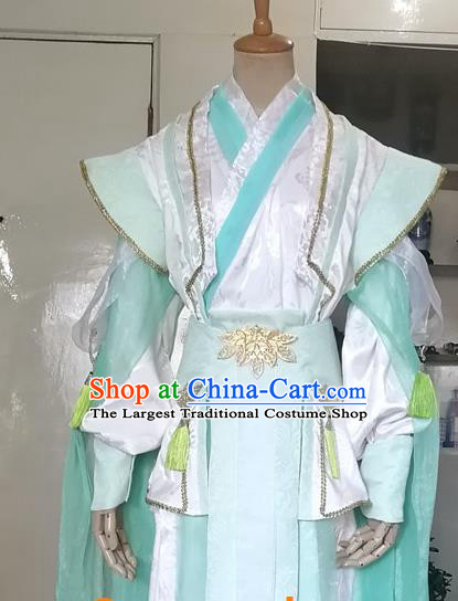 Chinese Ancient Nobility Childe Blue Hanfu Clothing Drama Cosplay Jin Dynasty Young Swordsman Garment Costumes