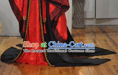 Chinese Qin Dynasty King Garment Costumes Ancient Emperor Red Hanfu Clothing Drama Cosplay Crown Prince Apparels