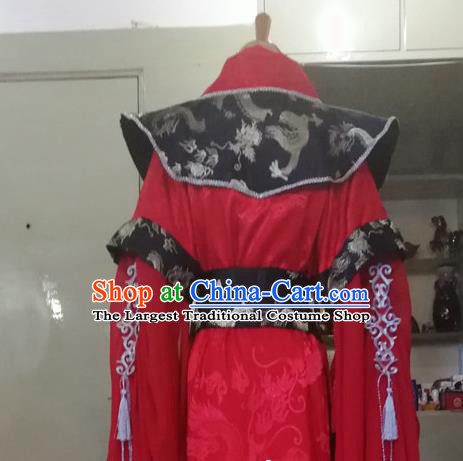 Chinese Tang Dynasty Prince Red Garment Costumes Ancient Monarch Hanfu Clothing Drama Cosplay King Apparels