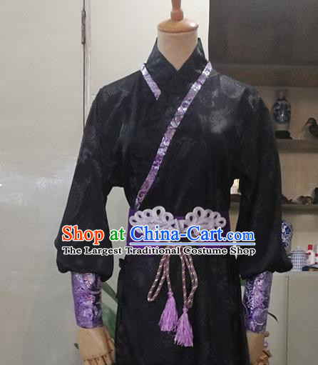 Chinese Drama Cosplay Assassin Apparels Ming Dynasty Knight Garment Costumes Ancient Swordsman Black Hanfu Clothing