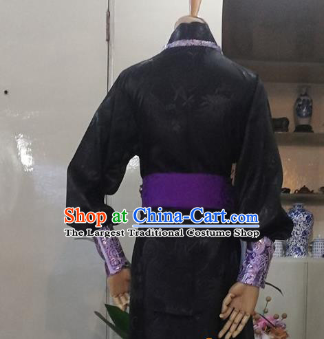 Chinese Drama Cosplay Assassin Apparels Ming Dynasty Knight Garment Costumes Ancient Swordsman Black Hanfu Clothing