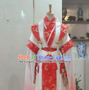 Chinese Qin Dynasty Prince Garment Costumes Ancient Knight Hanfu Clothing Drama Cosplay Swordsman Red Apparels