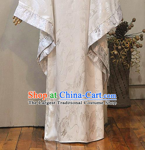 Chinese Han Dynasty Prince Garment Costumes Ancient Scholar Hanfu Clothing Drama Cosplay Nobility Childe White Apparels