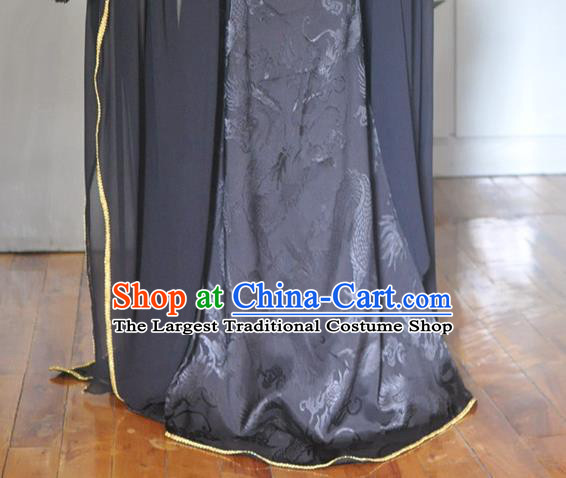 Chinese Jin Dynasty Emperor Garment Costumes Ancient Monarch Hanfu Clothing Drama Cosplay King Black Apparels