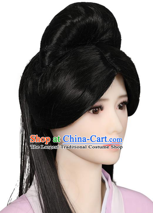 China Han Dynasty Palace Lady Chignon Hairpieces Traditional Hanfu Hair Accessories Ancient Princess Wigs