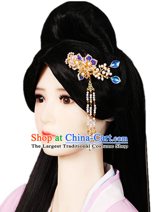 China Han Dynasty Palace Lady Chignon Hairpieces Traditional Hanfu Hair Accessories Ancient Princess Wigs