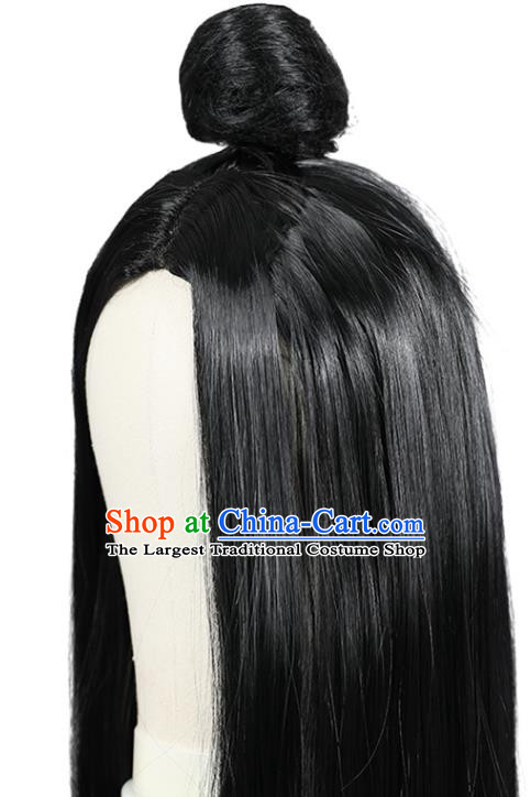 Chinese Cosplay Swordsman Wigs Ancient Young Knight Wigs Jin Dynasty Chivalrous Male Black Toupee Hairpieces