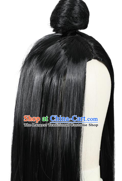 Chinese Cosplay Swordsman Wigs Ancient Young Knight Wigs Jin Dynasty Chivalrous Male Black Toupee Hairpieces