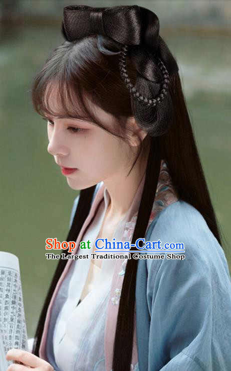 China Traditional Hanfu Hair Accessories Ancient Noble Woman Wigs Song Dynasty Young Beauty Chignon Hairpieces