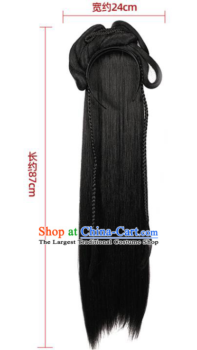 China Ming Dynasty Young Beauty Chignon Hairpieces Traditional Hanfu Hair Accessories Ancient Noble Woman Wigs