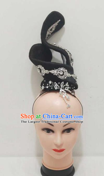 Chinese Woman Dance Hair Accessories Traditional Stage Performance Wigs Chignon Classical Dance Colorful Feather Hair Clasp