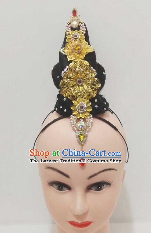 Chinese Classical Dance Hair Clasp Woman Court Dance Hair Accessories Traditional Stage Performance Wigs Chignon