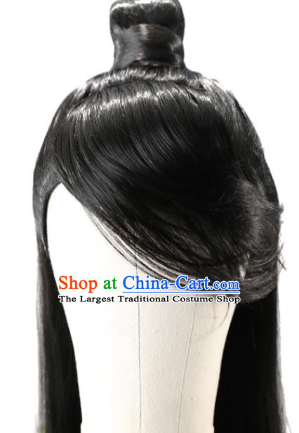 Chinese Ancient Noble Childe Headdress Tang Dynasty Prince Toupee Hairpieces Cosplay Drama Swordsman Black Wigs