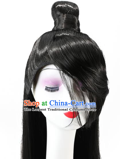Chinese Ancient Noble Childe Headdress Tang Dynasty Prince Toupee Hairpieces Cosplay Drama Swordsman Black Wigs