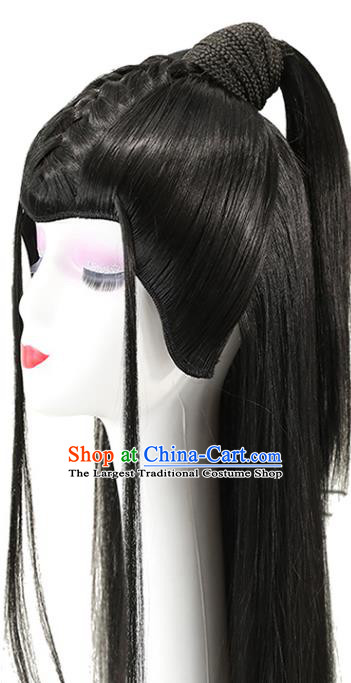 Chinese Cosplay Drama Swordsman Hua Wuxie Black Wigs Ancient Young Hero Headdress Ming Dynasty Chivalrous Male Toupee Hairpieces