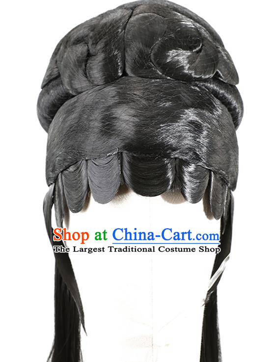 China Ancient Noble Lady Wigs Kun Opera Actress Chignon Hairpieces Traditional Peking Opera Hua Tan Hair Accessories