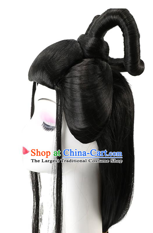 China Jin Dynasty Court Beauty Chignon Hairpieces Traditional Hair Accessories Ancient Fairy Princess Wigs