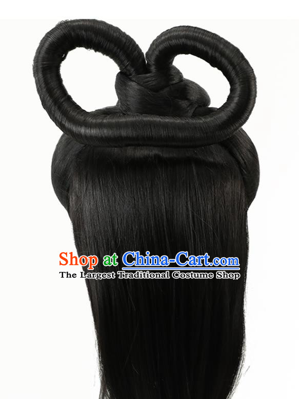 China Jin Dynasty Court Beauty Chignon Hairpieces Traditional Hair Accessories Ancient Fairy Princess Wigs