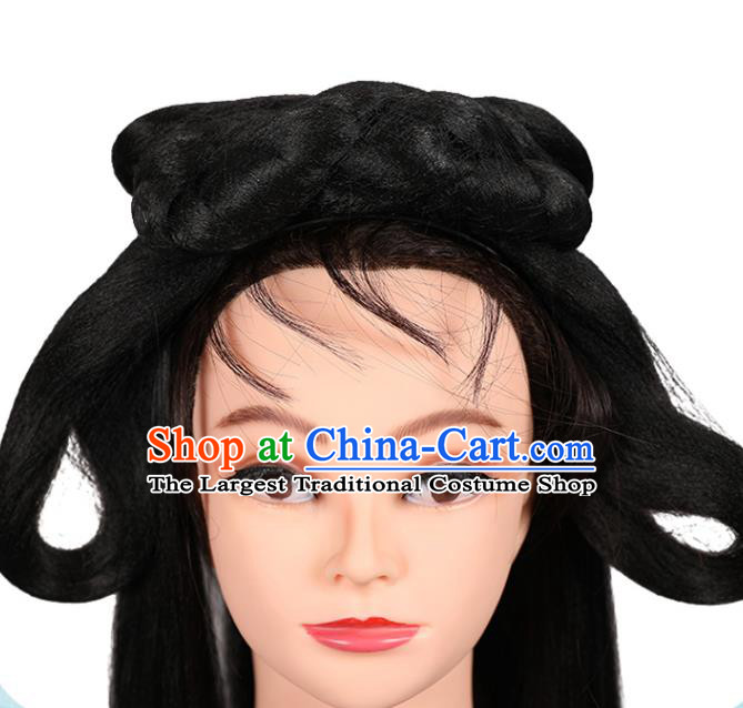 China Ming Dynasty Young Lady Chignon Hairpieces Traditional Hanfu Hair Accessories Ancient Palace Princess Wigs