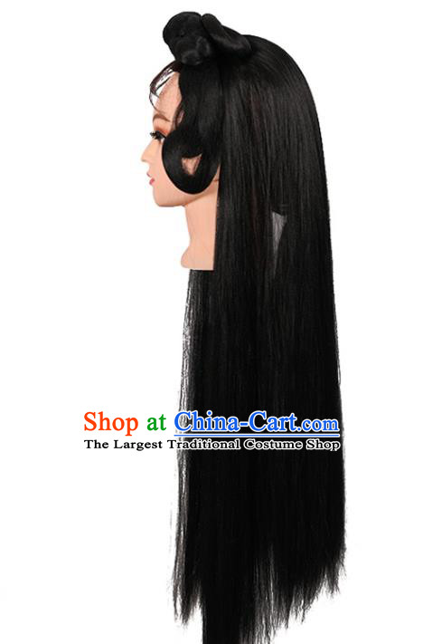 China Ming Dynasty Young Lady Chignon Hairpieces Traditional Hanfu Hair Accessories Ancient Palace Princess Wigs