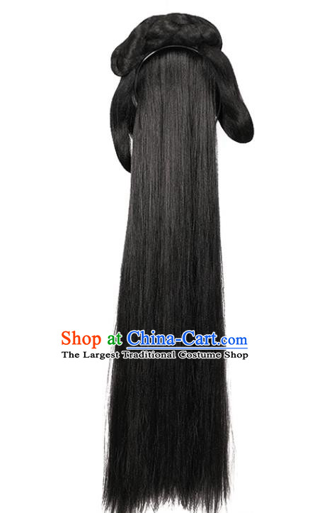 China Ming Dynasty Young Lady Chignon Hairpieces Traditional Hanfu Hair Accessories Ancient Palace Princess Wigs