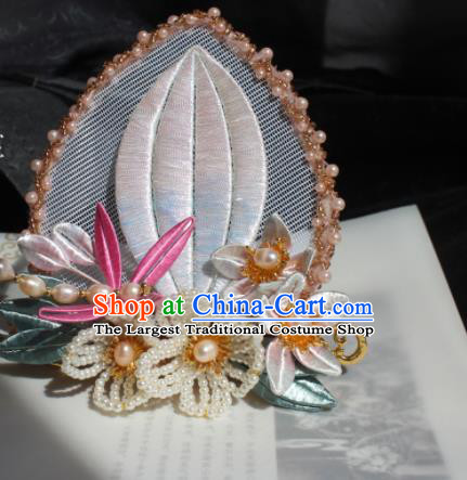 China Song Dynasty Imperial Consort Headpieces Traditional Hanfu Hair Accessories Ancient Court Woman Beads Flowers Hair Crown