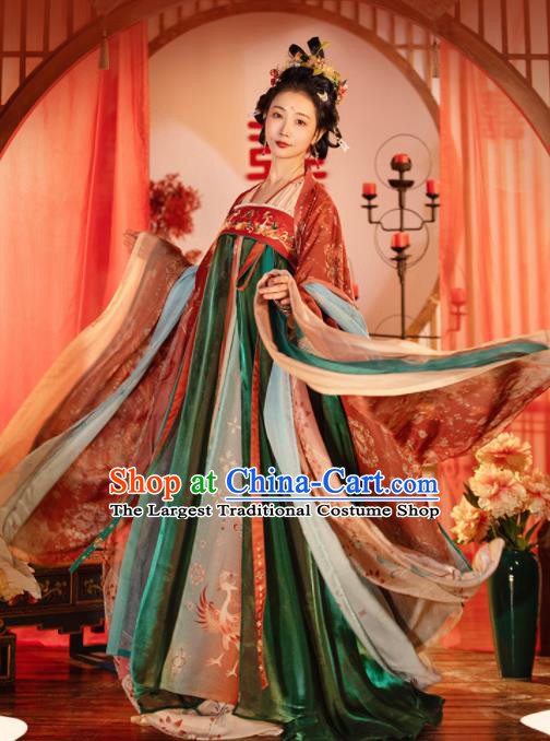 China Ancient Court Beauty Hanfu Dress Garments Tang Dynasty Royal Princess Historical Clothing