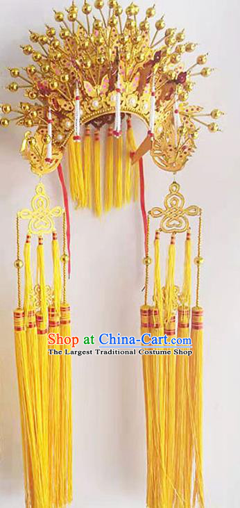 Chinese Peking Opera Hua Tan Headdress Beijing Opera Empress Golden Hat Traditional Opera Princess Phoenix Coronet