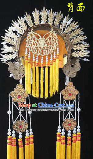 Chinese Traditional Opera Princess Pearls Phoenix Coronet Peking Opera Hua Tan Headdress Beijing Opera Empress Golden Hat