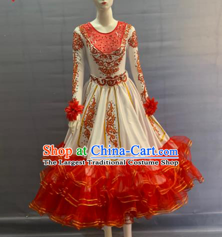 Chinese Xinjiang Ethnic Woman Garment Costume Kazak Nationality Folk Dance Dress Kazakh Minority Flowers Dance Clothing